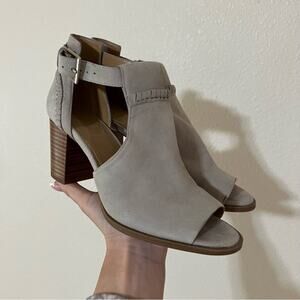 Jack Rogers Cameron Suede Open Toe Bootie in Dove Grey 7.5